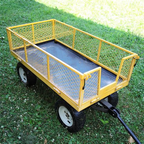 Yellow Metal Mesh Garden Cart Utility Wagon | EBTH