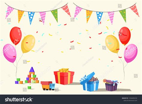 Birthday Flat Vector Illustration Cartoon Balloons: เวกเตอร์สต็อก (ปลอด ...