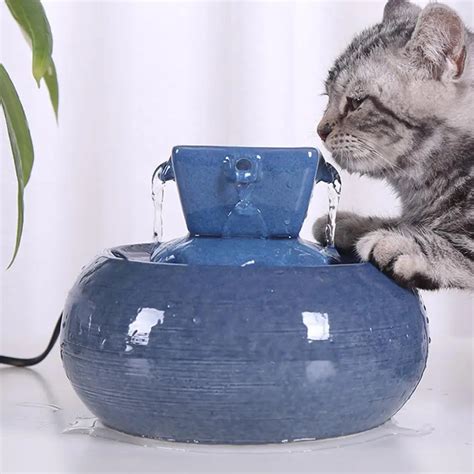 Ceramic Pet Cat Bowl Automatic Water Feeder Dispenser Circulating ...