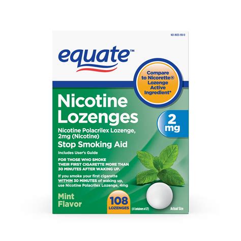 Equate Nicotine Lozenge 2 mg, Mint Flavor , 108 Count - Walmart.com - Walmart.com