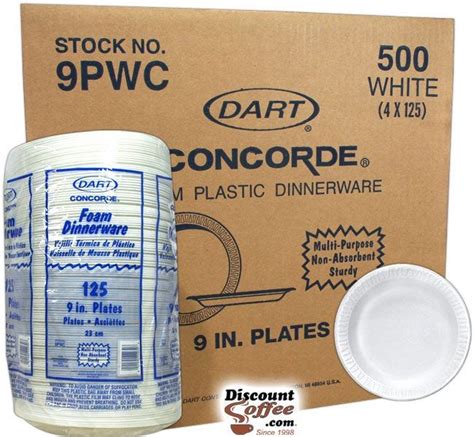 Dart Concorde 9 Inch White Styrofoam Plates Case, 9PWC | DiscountCoffee.com