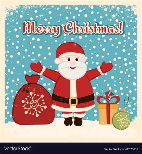 Retro christmas card with happy santa claus Vector Image