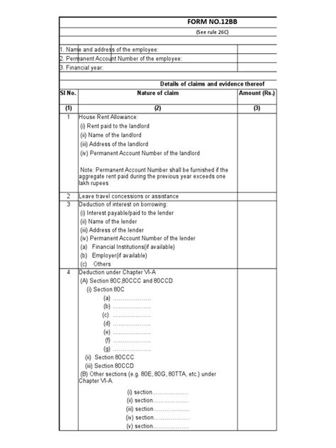 Form 12BB in Excel Format | Government | Politics