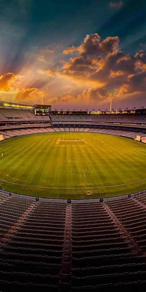 Sunset Over Empty Soccer Stadium