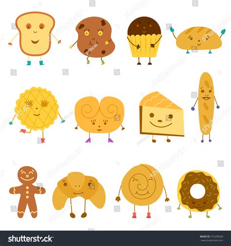 Vector Cartoon Illustration Cute Bread Characters Stock Vector (Royalty Free) 575296528 ...