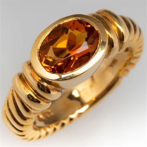 November Birthstone Citrine Gemstone Ring 18K Yellow Gold | Antique ...