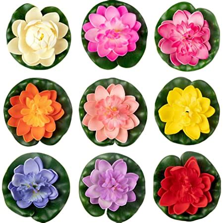 Amazon.com: UQUABESO Artificial Floating Foam Lotus Flower with Water Lily Pad, Artificial ...