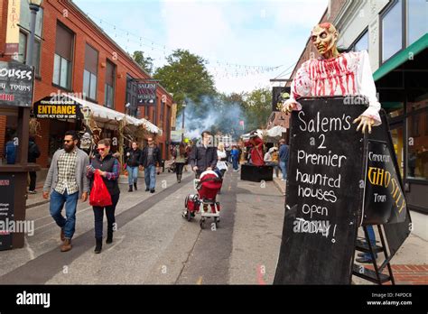 Salem Massachusetts; People in the street at Halloween, Salem ...