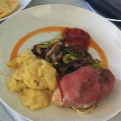 Hunters chicken with sweet tomato salsa, sautéed leek and mushroom and dauphinoise potatoes ...