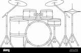 Easy coloring Cartoon Vector Illustration Of A drum set Isolated On  sketch template