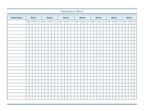 Printable Daycare Attendance Sheet Template
