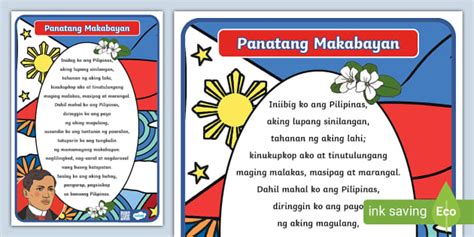 Panatang Makabayan Poster | Preschool | Twinkl - Twinkl