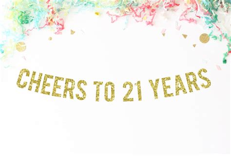 Cheers To 21 Years Glitter Banner | 21st birthday | finally legal | twenty one | drink table ...