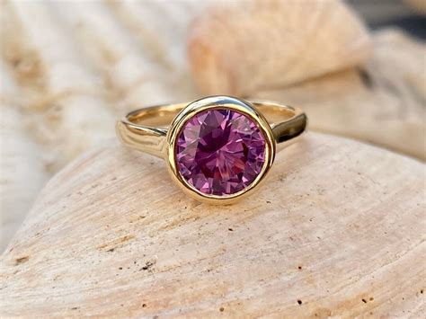 Alexandrite Ring, Alexandrite Engagement Ring, Bezel Ring, Solitaire Ring, Sterling Silver, 14k ...