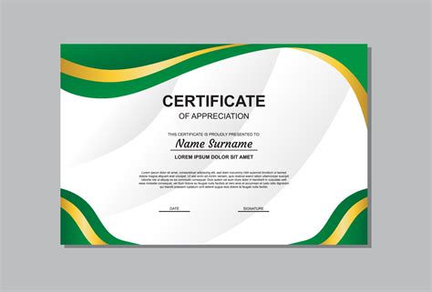 certificate template design in gold and green colors. 8253065 Vector ...