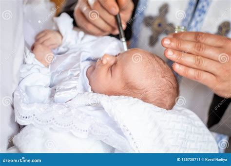 Infant Baptism Ceremony of Child Christening in Church Stock Image ...