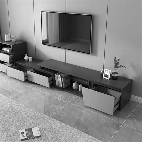 Set of 2 Gray Extendable 3 Drawers TV Stand & Lift-Top Coffee Table Set Up to 120" | Homary