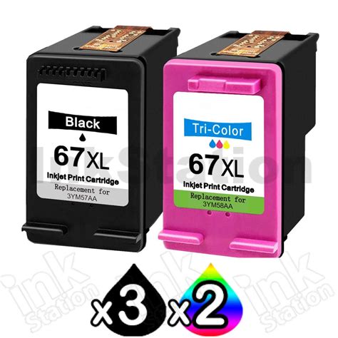 HP 5 Pack 67XL Compatible High Yield Inkjet Cartridges 3YM57AA + 3YM58AA [3BK,2CL] - Ink ...