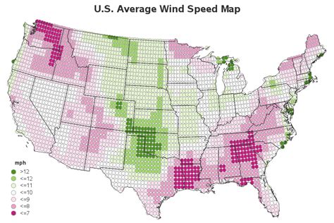 U.S. Average Wind Speed Map