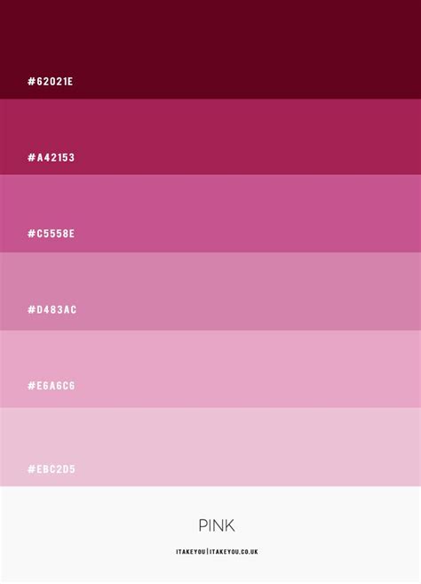 the shades of pink and red are shown in this color palette, which is very similar to