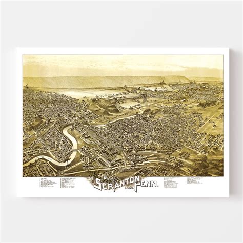 Vintage Map of Scranton, Pennsylvania 1890 by Ted's Vintage Art