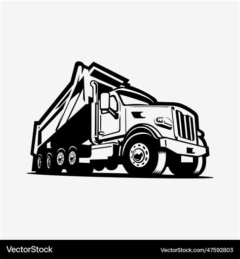 Dump truck silhouette art isolated tipper Vector Image