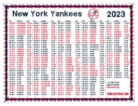 Printable 2023 New York Yankees Schedule