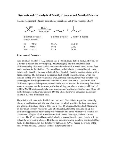 Synthesis and GC analysis of 2-methyl-1-butene and ... - Fog.ccsf.edu