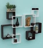 Buy Engineered Wood Floating Wallshelves in Black Colour By Wooden Twist Online - Modern Wall ...