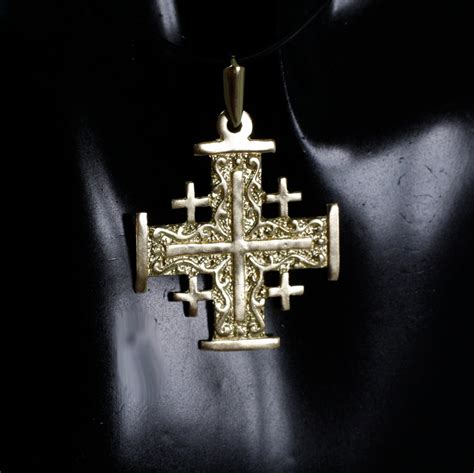 Jerusalem Cross Gold Pendant Necklace, Christian Israeli Jewelry ...