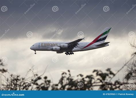 Emirates Airbus A380 Landing Editorial Image - Image of passenger ...