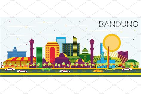 Bandung Indonesia City Skyline in 2024 | City skyline, Illustrated map, City illustration