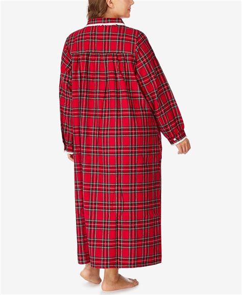 Lanz of Salzburg Plus Size Cotton Flannel Plaid Nightgown - Macy's