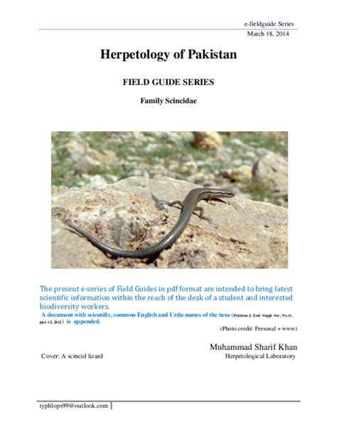 (PDF) e-fieldguide Series Herpetology of Pakistan FIELD GUIDE SERIES A ...