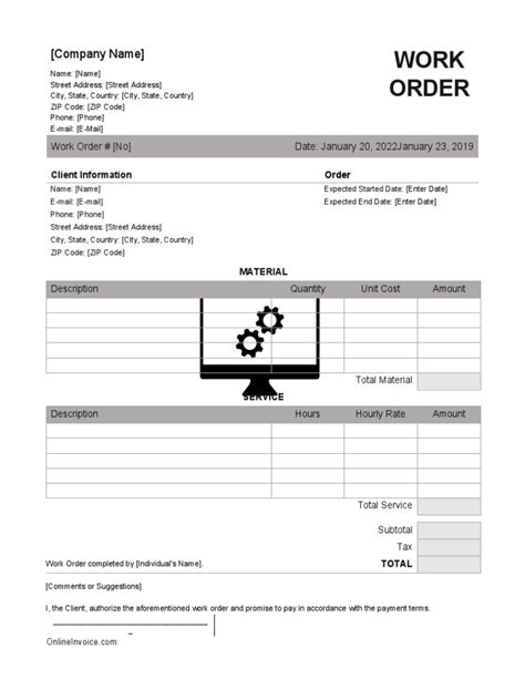 Computer Repair Work Order Template | PDF