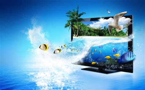 3d TV Fish wallpaper | 2560x1600 | #8844