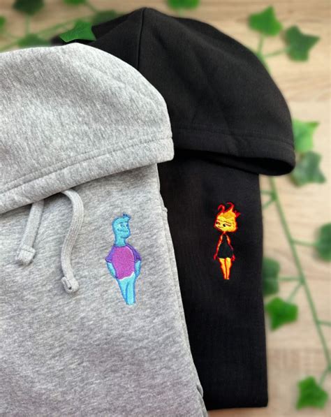 Couple Ember and Wade Embroidered Hoodies/sweatshirt/t-shirt, Elemental Shirt, Valentine Couple ...