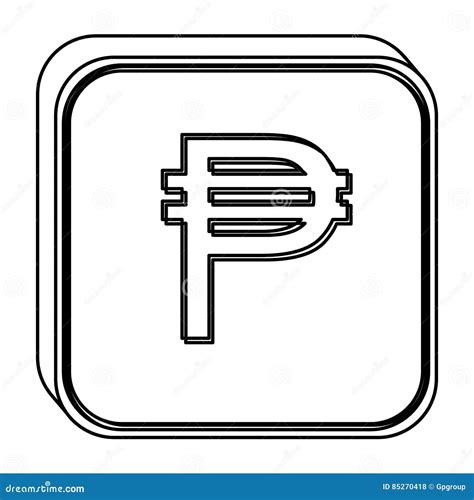 Monochrome Square Contour with Currency Symbol of Philippine Stock Illustration - Illustration ...