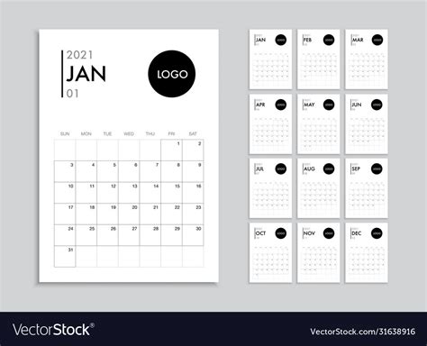 Calendar 2021 template planner diary Royalty Free Vector