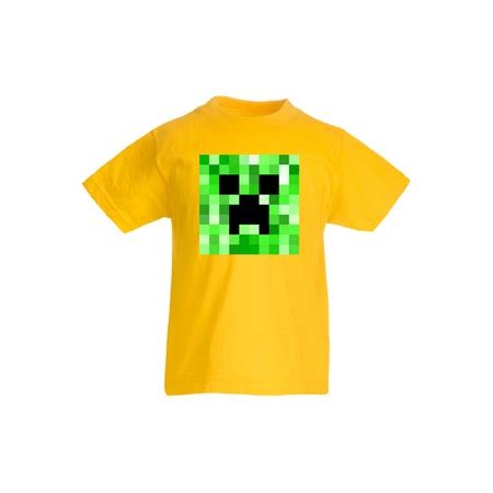 Детска тениска Tralala Minecraft Creeper Face 2, Жълт, 5-6 г. - eMAG.bg