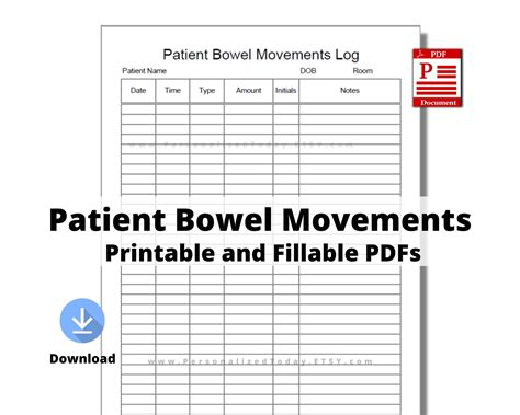 Printable Patient Bowel Movements Log Print and Write and - Etsy in 2022 | Notes document ...