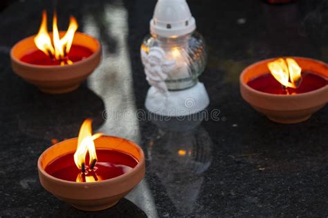 Candles for All Souls Day stock image. Image of flame - 34939193