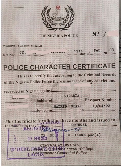 Police Character Certificate | chassis.ng