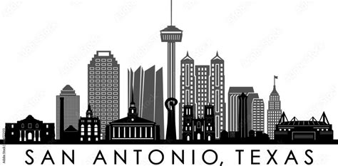 SAN ANTONIO City Texas Skyline Silhouette Cityscape Vector Stock Vector ...