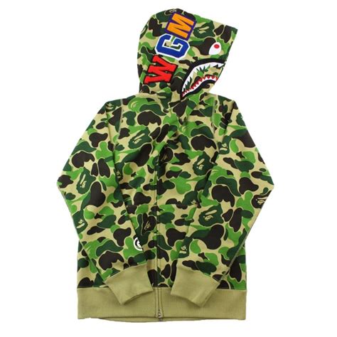 Bape ABC Green Camo Shark Full Zip Hoodie | SaruGeneral