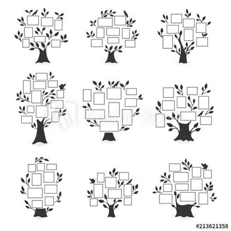 Family tree with photo frames. Memories. Insert your photo into template frames. Collage ve ...