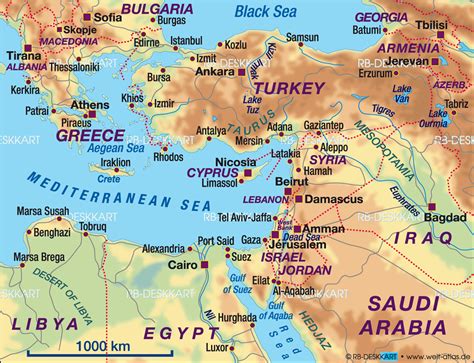 Map of Mediterranean Sea East (Region in several countries) | Welt-Atlas.de