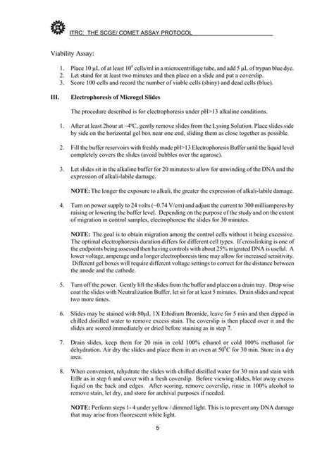 Protocol for comet assay | PDF