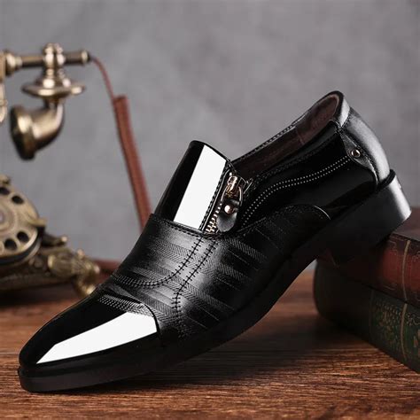 new Newly Men's Quality Patent Leather Shoes Zapatos de hombre Size Black Leather Soft Man Dress ...