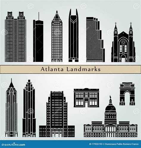 Atlanta Landmarks stock vector. Illustration of vector - 77955193